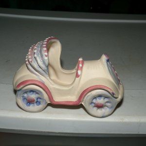 vintage ceramic planter car figure. made in italy.